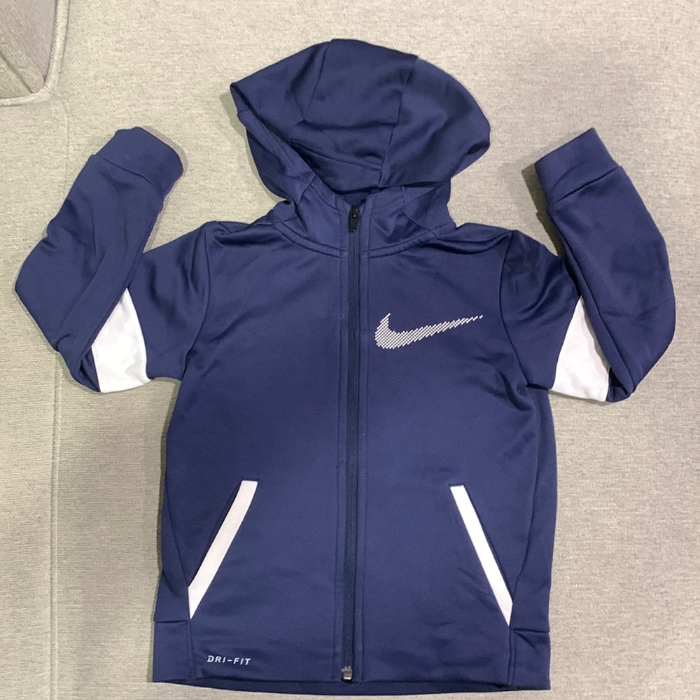 Nike blue hoodie zip up dri-fit size 6